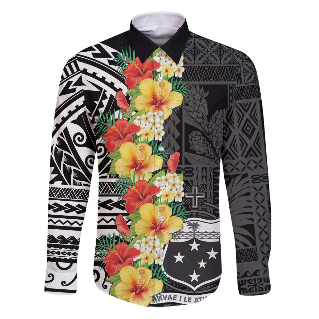Samoa Tribal Hibiscus Flowers Family Matching Puletasi and Hawaiian Shirt