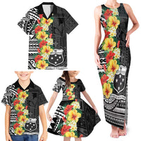 Samoa Tribal Hibiscus Flowers Family Matching Tank Maxi Dress and Hawaiian Shirt