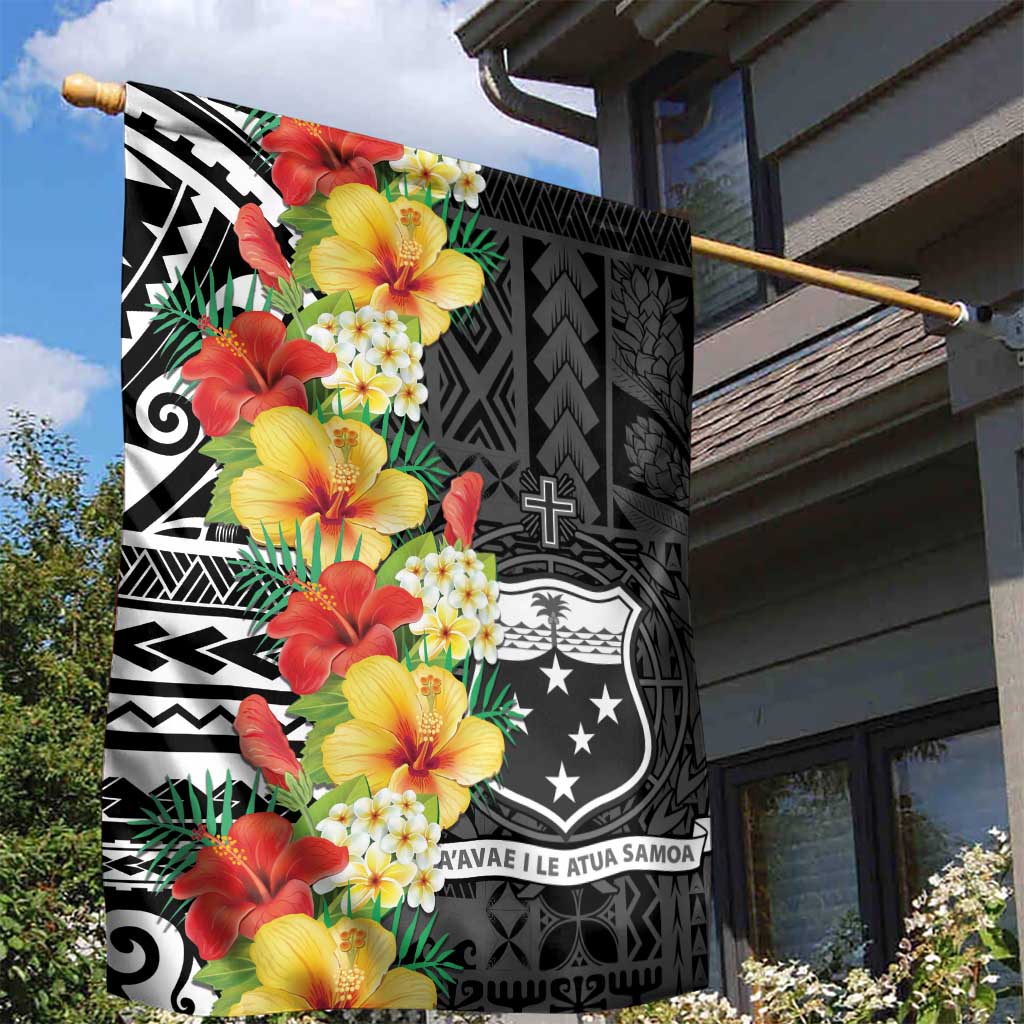 Samoa Tribal Hibiscus Flowers Garden Flag
