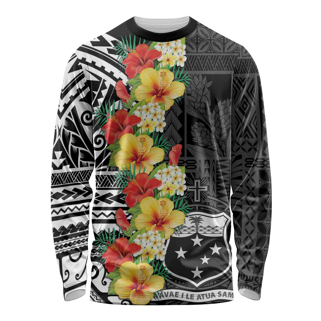 Samoa Tribal Hibiscus Flowers Long Sleeve Shirt