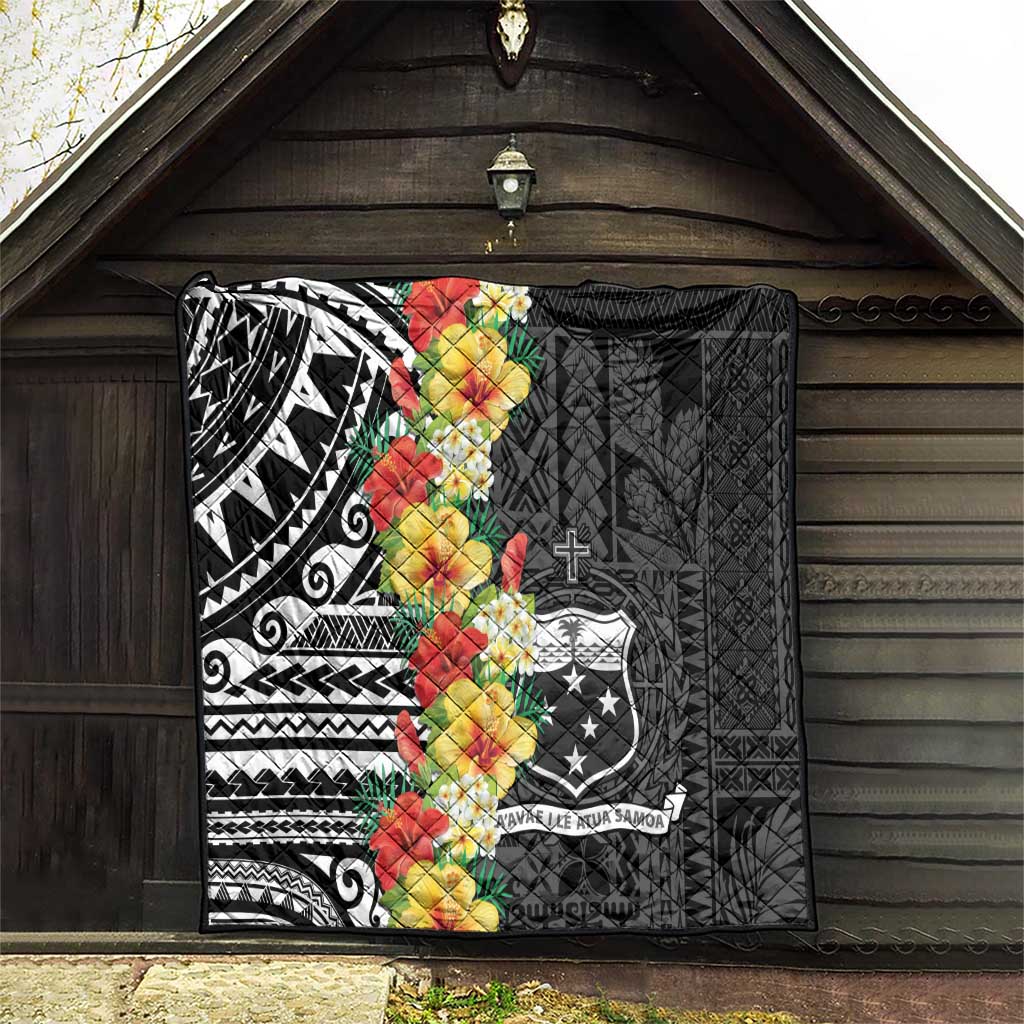 Samoa Tribal Hibiscus Flowers Quilt