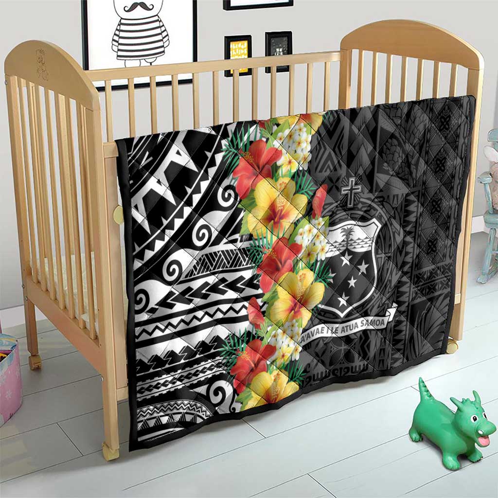 Samoa Tribal Hibiscus Flowers Quilt