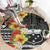 Samoa Tribal Hibiscus Flowers Round Carpet