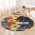 Samoa Tribal Hibiscus Flowers Round Carpet