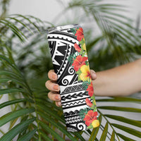 Samoa Tribal Hibiscus Flowers Skinny Tumbler