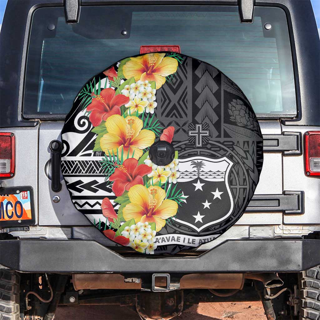 Samoa Tribal Hibiscus Flowers Spare Tire Cover