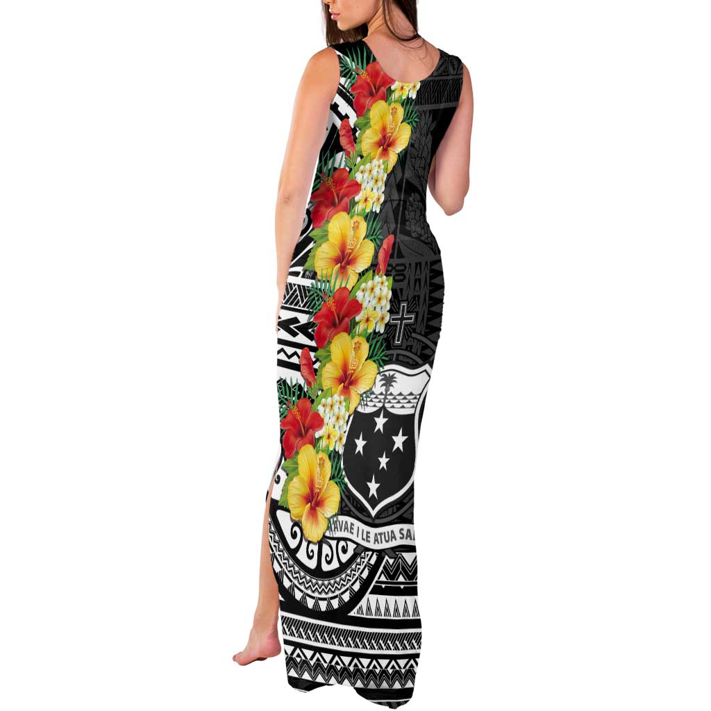 Samoa Tribal Hibiscus Flowers Tank Maxi Dress