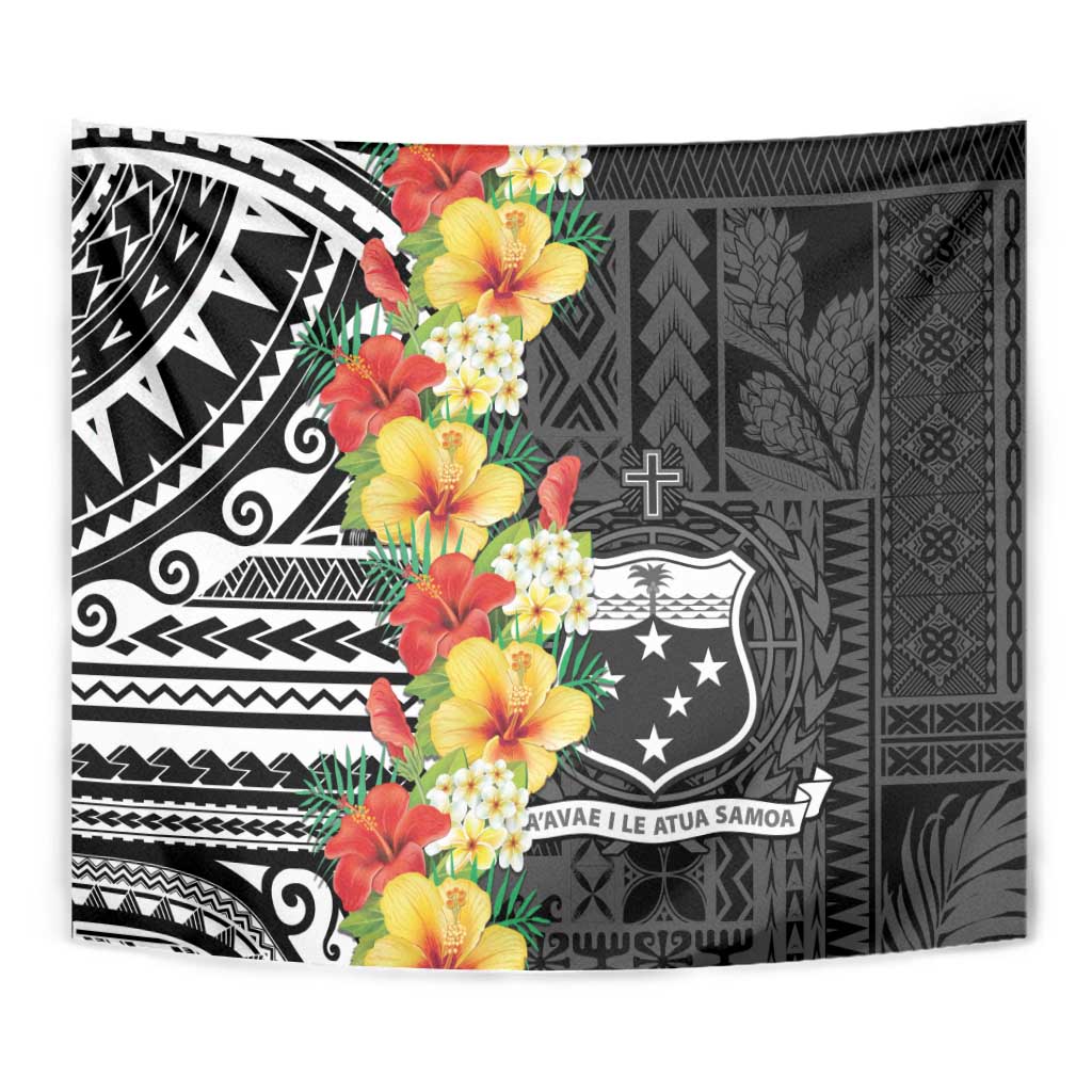 Samoa Tribal Hibiscus Flowers Tapestry