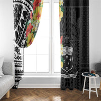 Samoa Tribal Hibiscus Flowers Window Curtain