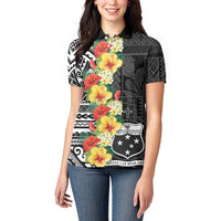 Samoa Tribal Hibiscus Flowers Women Polo Shirt