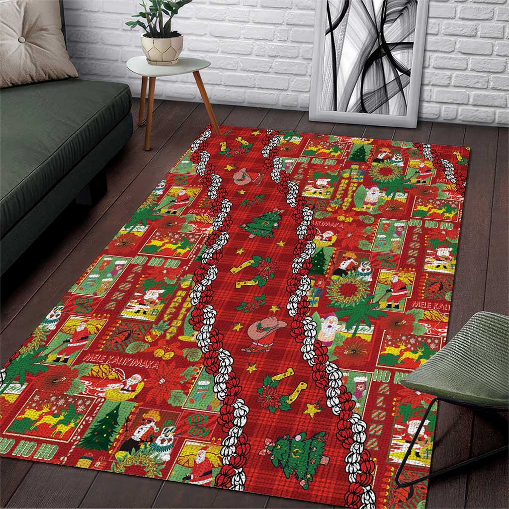Mele Kalikimaka Pakalana Pikake Lei Area Rug Hawaiian Rodeo Paniolo Omaomao Palaka - Polynesian Pride