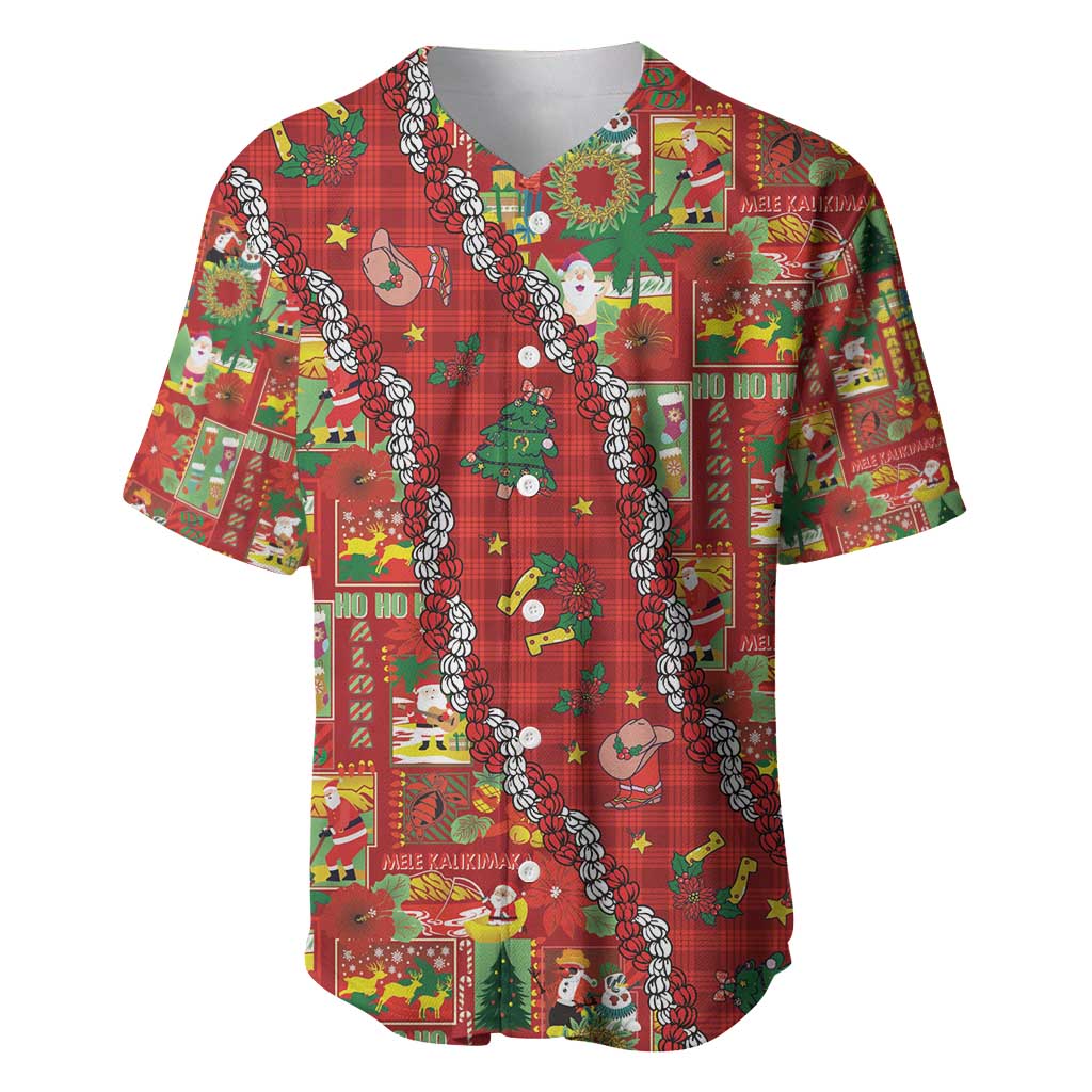 Mele Kalikimaka Pakalana Pikake Lei Baseball Jersey Hawaiian Rodeo Paniolo Omaomao Palaka - Polynesian Pride