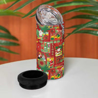Mele Kalikimaka Pakalana Pikake Lei 4 in 1 Can Cooler Tumbler Hawaiian Rodeo Paniolo Omaomao Palaka - Polynesian Pride