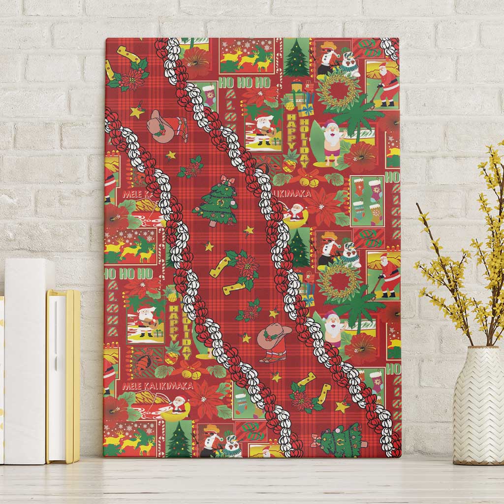 Mele Kalikimaka Pakalana Pikake Lei Canvas Wall Art Hawaiian Rodeo Paniolo Omaomao Palaka - Polynesian Pride
