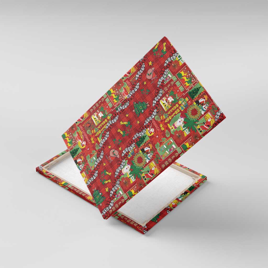 Mele Kalikimaka Pakalana Pikake Lei Canvas Wall Art Hawaiian Rodeo Paniolo Omaomao Palaka - Polynesian Pride