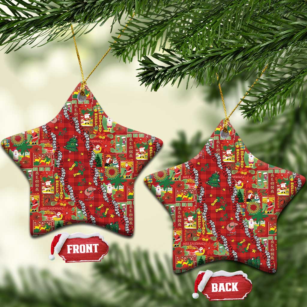 Mele Kalikimaka Pakalana Pikake Lei Ceramic Ornament Hawaiian Rodeo Paniolo Omaomao Palaka - Polynesian Pride