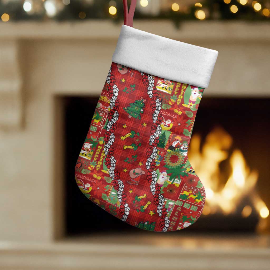 Mele Kalikimaka Pakalana Pikake Lei Christmas Stocking Hawaiian Rodeo Paniolo Omaomao Palaka - Polynesian Pride