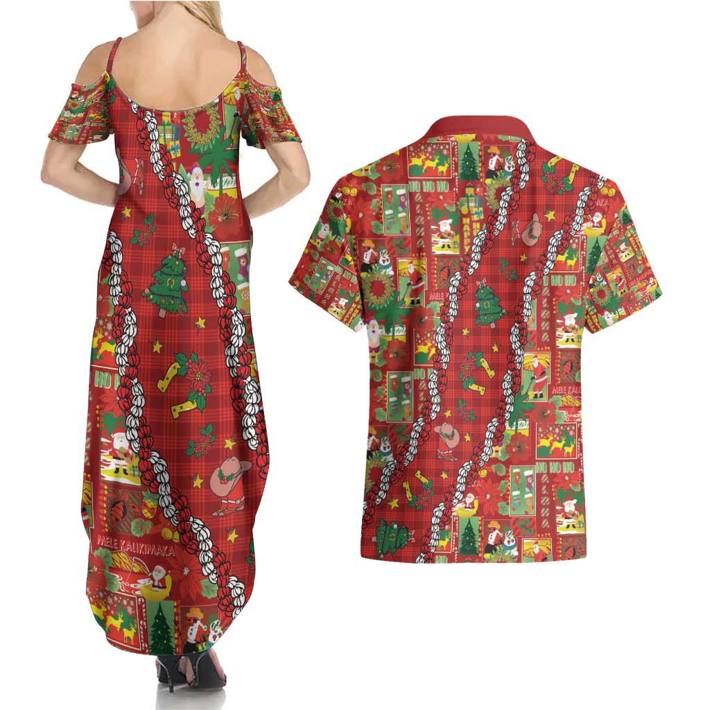 Mele Kalikimaka Pakalana Pikake Lei Couples Matching Summer Maxi Dress and Hawaiian Shirt Hawaiian Rodeo Paniolo Omaomao Palaka - Polynesian Pride