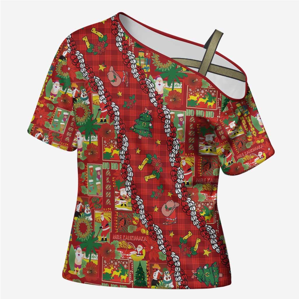Mele Kalikimaka Pakalana Pikake Lei Cross Shoulder Shirt Hawaiian Rodeo Paniolo Omaomao Palaka - Polynesian Pride