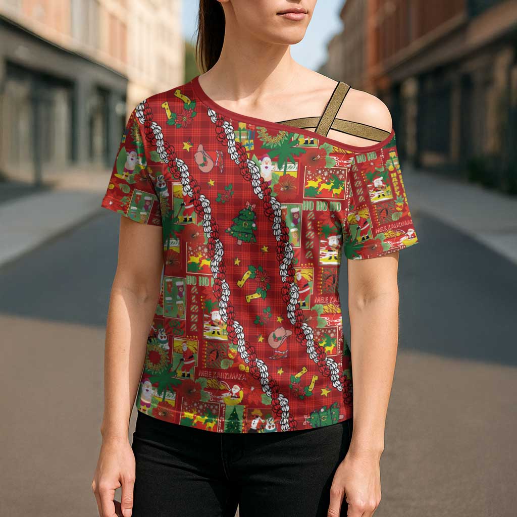 Mele Kalikimaka Pakalana Pikake Lei Cross Shoulder Shirt Hawaiian Rodeo Paniolo Omaomao Palaka - Polynesian Pride