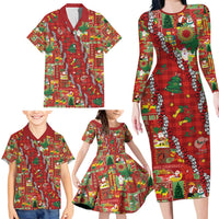 Mele Kalikimaka Pakalana Pikake Lei Family Matching Long Sleeve Bodycon Dress and Hawaiian Shirt Hawaiian Rodeo Paniolo Omaomao Palaka - Polynesian Pride