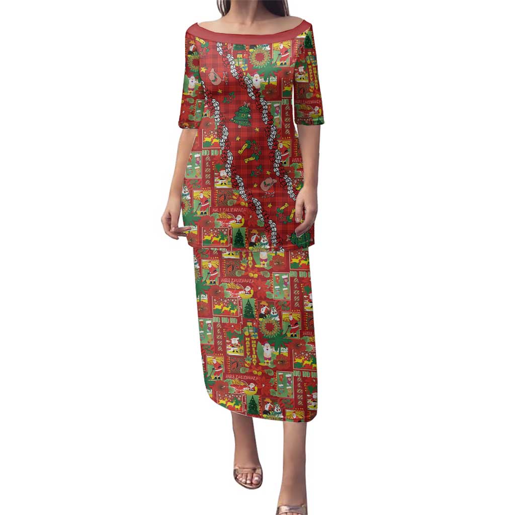 Mele Kalikimaka Pakalana Pikake Lei Family Matching Puletasi and Hawaiian Shirt Hawaiian Rodeo Paniolo Omaomao Palaka - Polynesian Pride