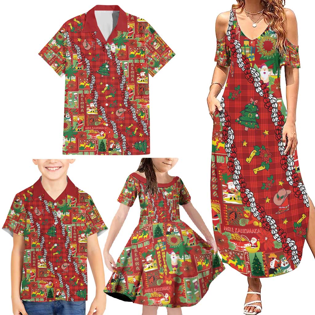 Mele Kalikimaka Pakalana Pikake Lei Family Matching Summer Maxi Dress and Hawaiian Shirt Hawaiian Rodeo Paniolo Omaomao Palaka - Polynesian Pride