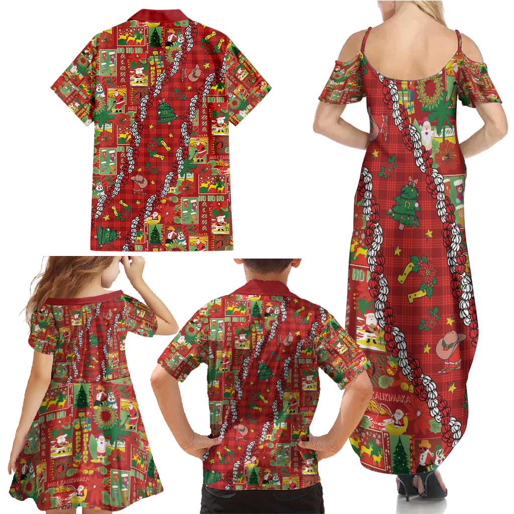 Mele Kalikimaka Pakalana Pikake Lei Family Matching Summer Maxi Dress and Hawaiian Shirt Hawaiian Rodeo Paniolo Omaomao Palaka - Polynesian Pride