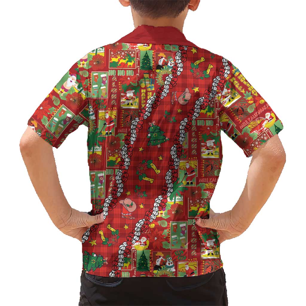 Mele Kalikimaka Pakalana Pikake Lei Kid Hawaiian Shirt Hawaiian Rodeo Paniolo Omaomao Palaka - Polynesian Pride
