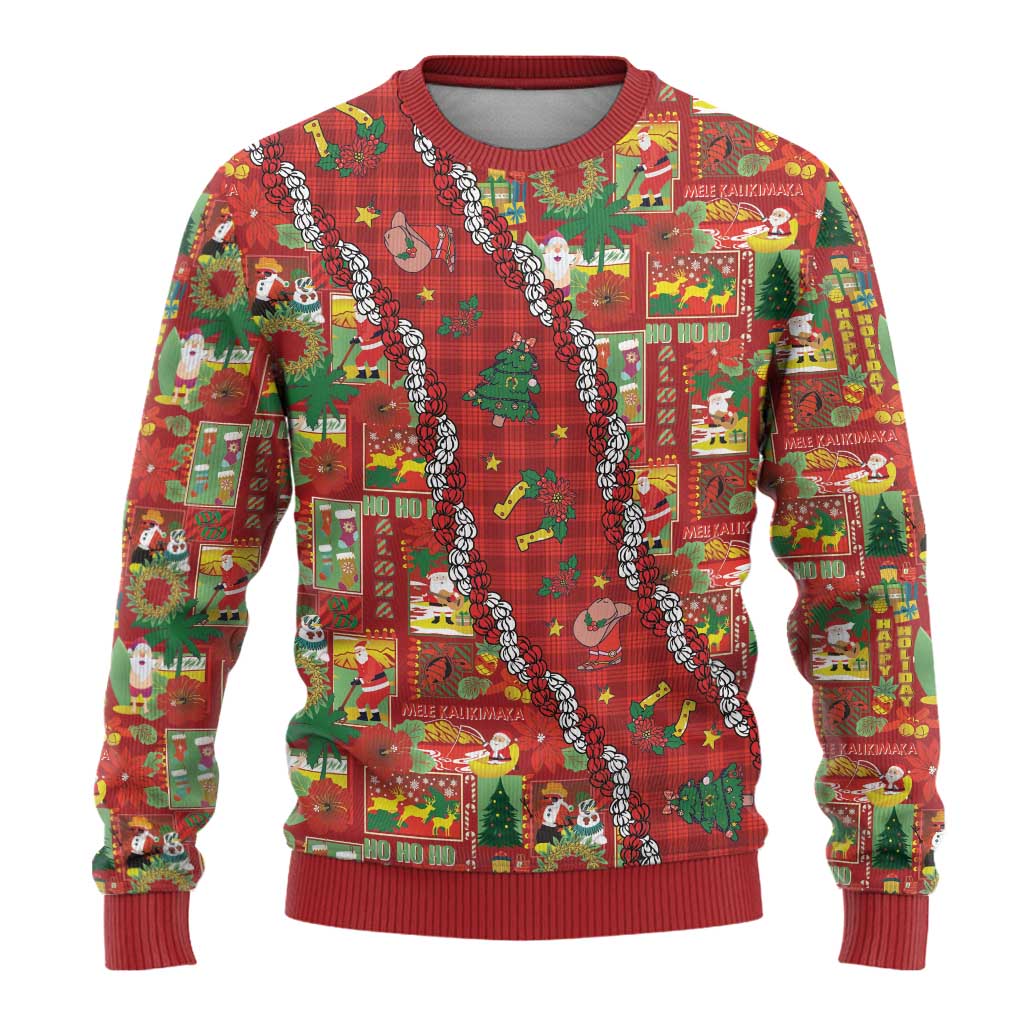 Mele Kalikimaka Pakalana Pikake Lei Ugly Christmas Sweater Hawaiian Rodeo Paniolo Omaomao Palaka - Polynesian Pride