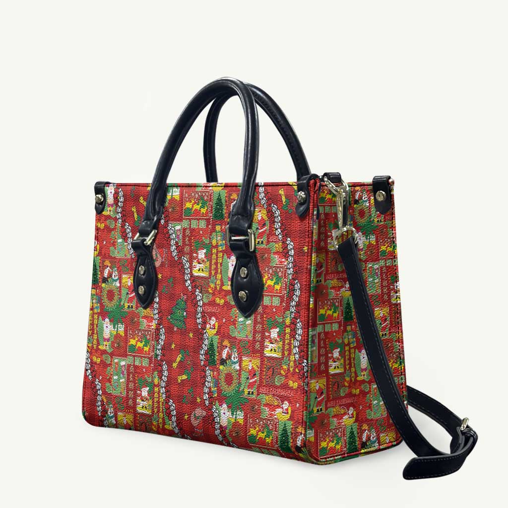 Mele Kalikimaka Pakalana Pikake Lei Leather Bag Hawaiian Rodeo Paniolo Omaomao Palaka - Polynesian Pride
