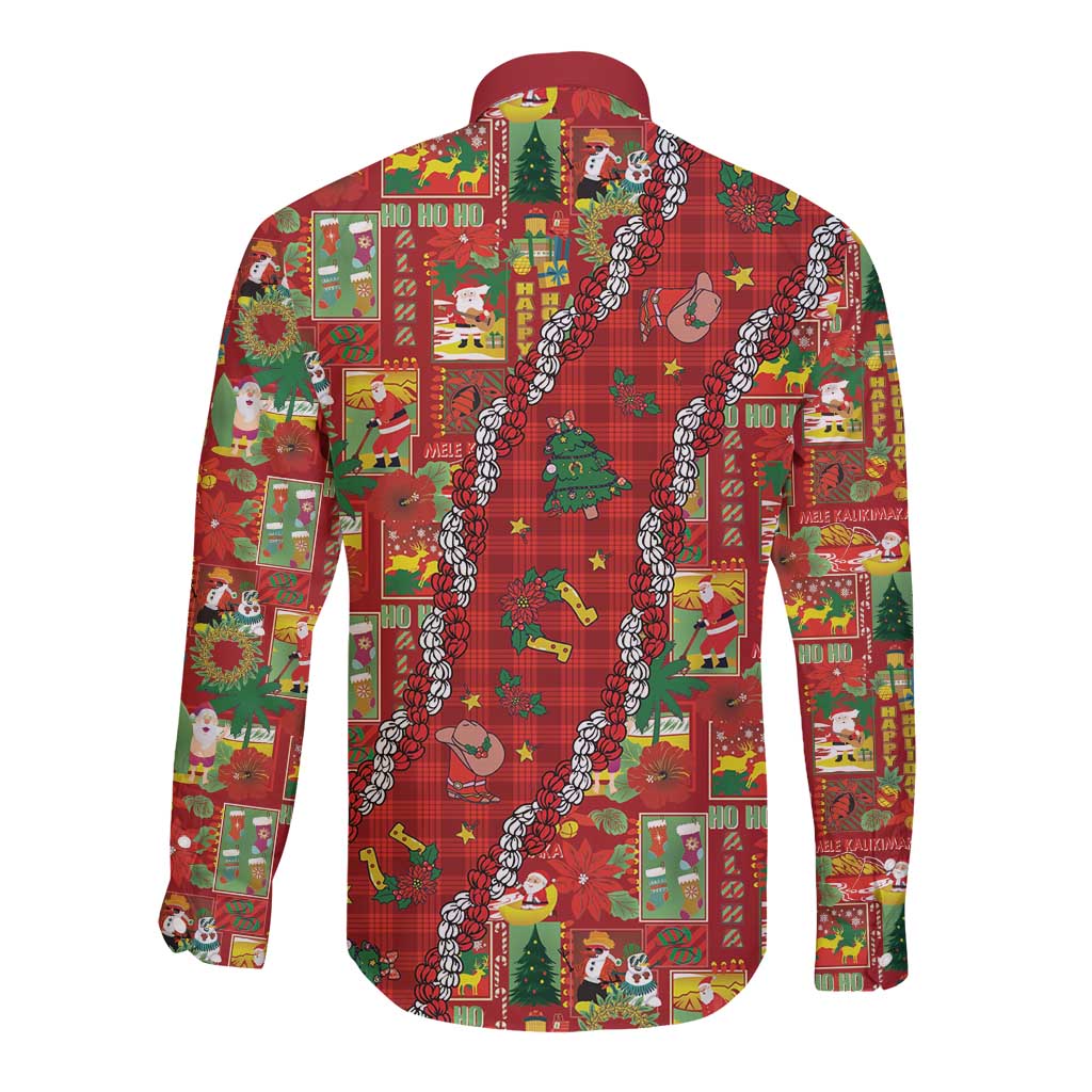 Mele Kalikimaka Pakalana Pikake Lei Long Sleeve Button Shirt Hawaiian Rodeo Paniolo Omaomao Palaka - Polynesian Pride