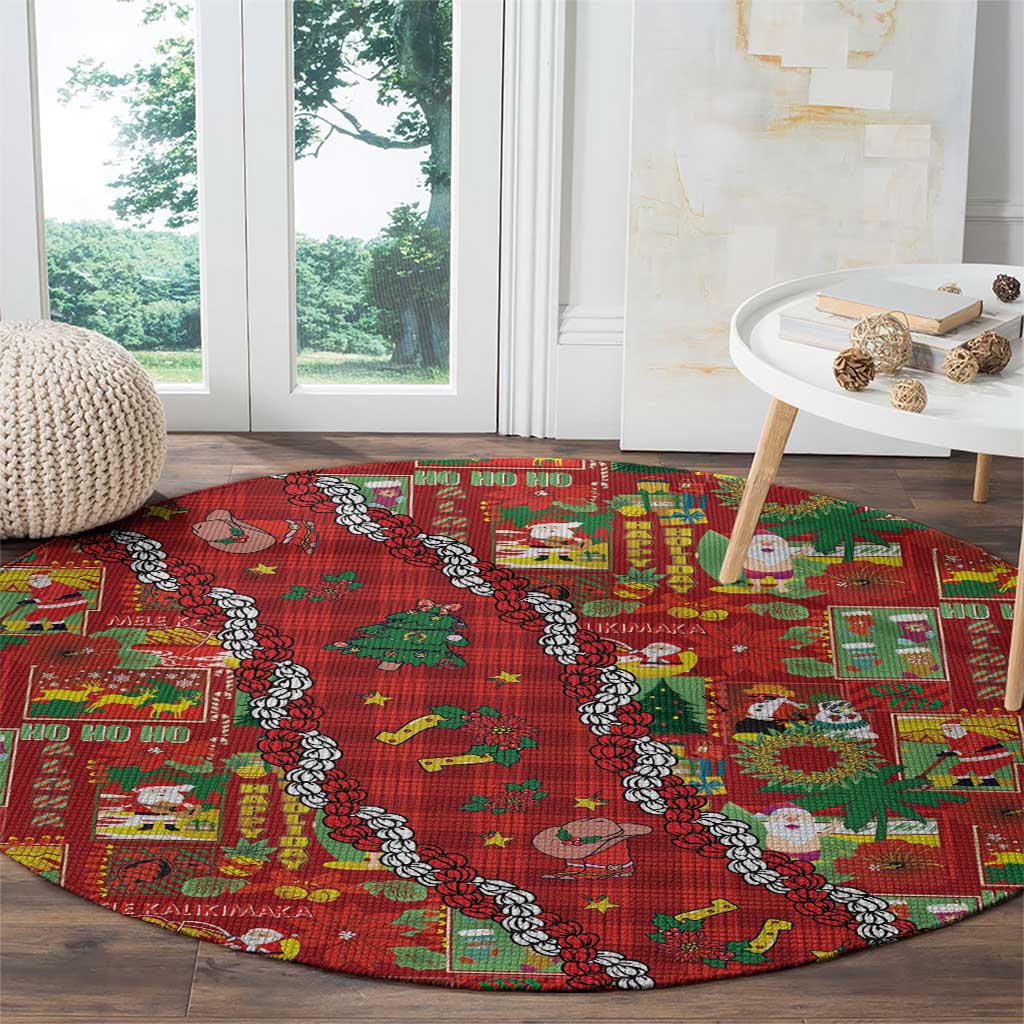 Mele Kalikimaka Pakalana Pikake Lei Round Carpet Hawaiian Rodeo Paniolo Omaomao Palaka - Polynesian Pride