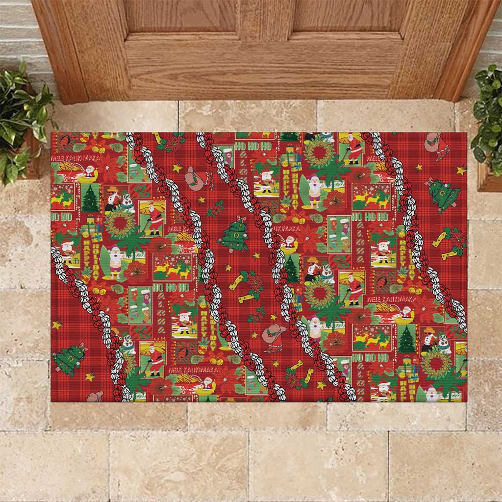 Mele Kalikimaka Pakalana Pikake Lei Rubber Doormat Hawaiian Rodeo Paniolo Omaomao Palaka - Polynesian Pride
