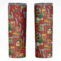 Mele Kalikimaka Pakalana Pikake Lei Skinny Tumbler Hawaiian Rodeo Paniolo Omaomao Palaka - Polynesian Pride