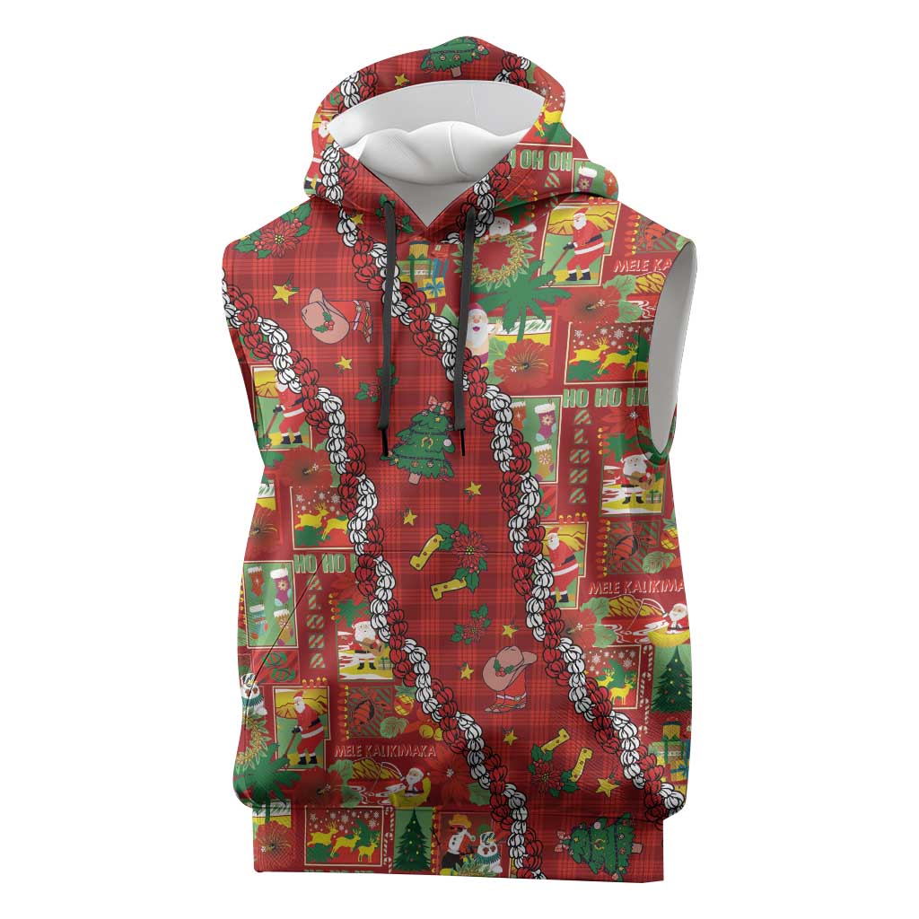 Mele Kalikimaka Pakalana Pikake Lei Sleeveless Hoodie Hawaiian Rodeo Paniolo Omaomao Palaka - Polynesian Pride