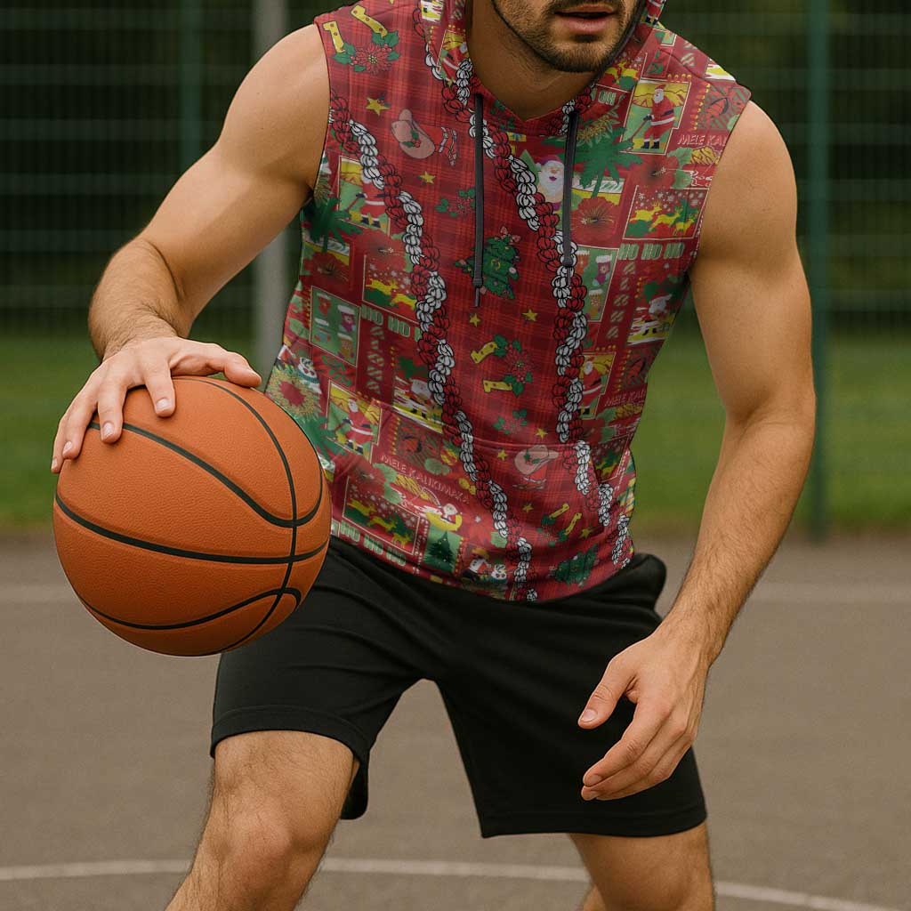 Mele Kalikimaka Pakalana Pikake Lei Sleeveless Hoodie Hawaiian Rodeo Paniolo Omaomao Palaka - Polynesian Pride