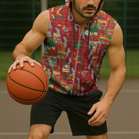 Mele Kalikimaka Pakalana Pikake Lei Sleeveless Zip Hoodie Hawaiian Rodeo Paniolo Omaomao Palaka - Polynesian Pride