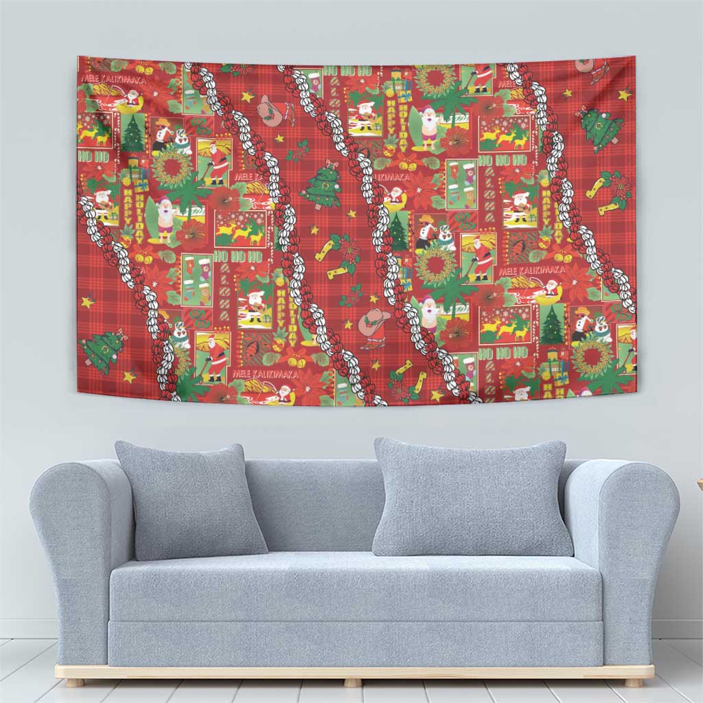 Mele Kalikimaka Pakalana Pikake Lei Tapestry Hawaiian Rodeo Paniolo Omaomao Palaka - Polynesian Pride