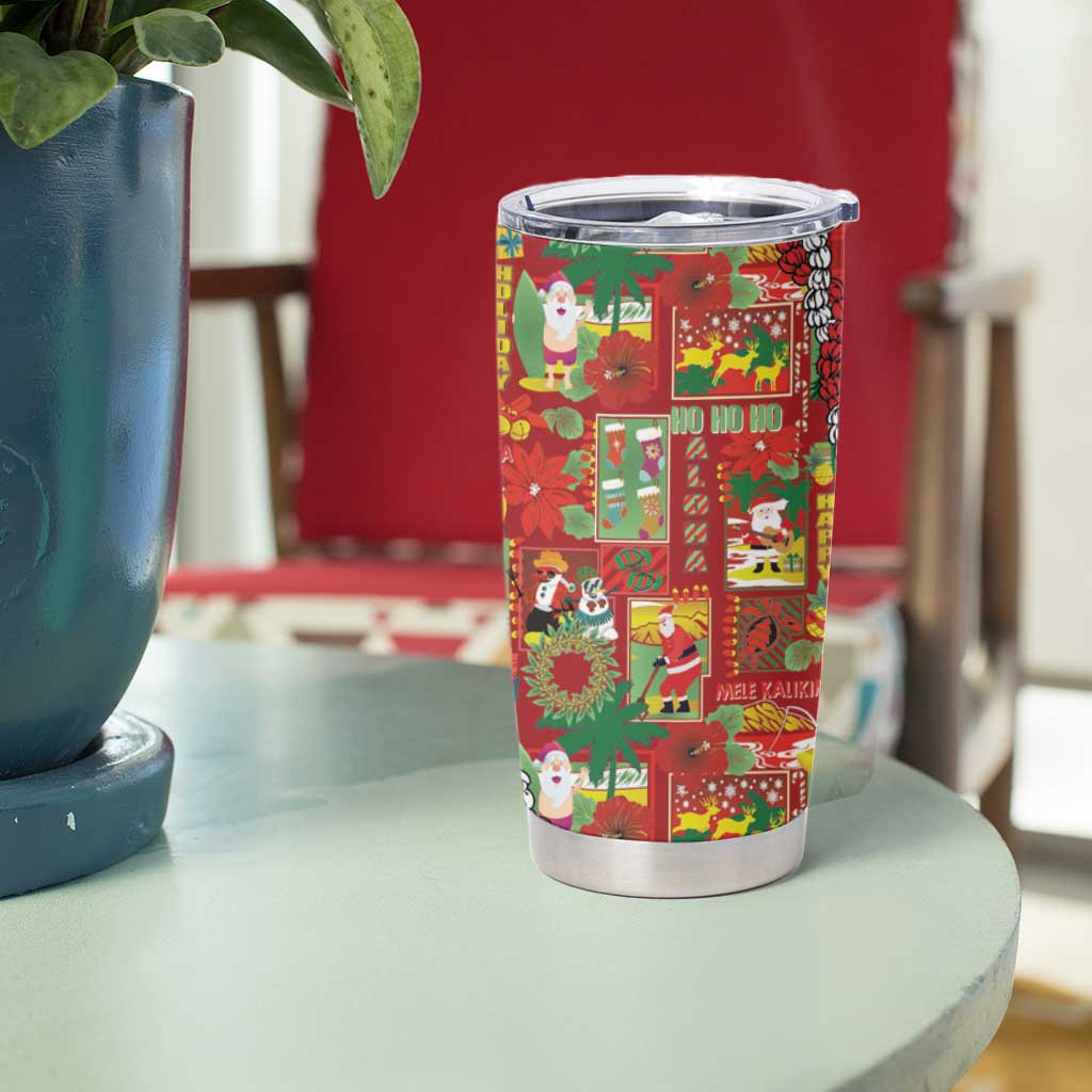 Mele Kalikimaka Pakalana Pikake Lei Tumbler Cup Hawaiian Rodeo Paniolo Omaomao Palaka - Polynesian Pride