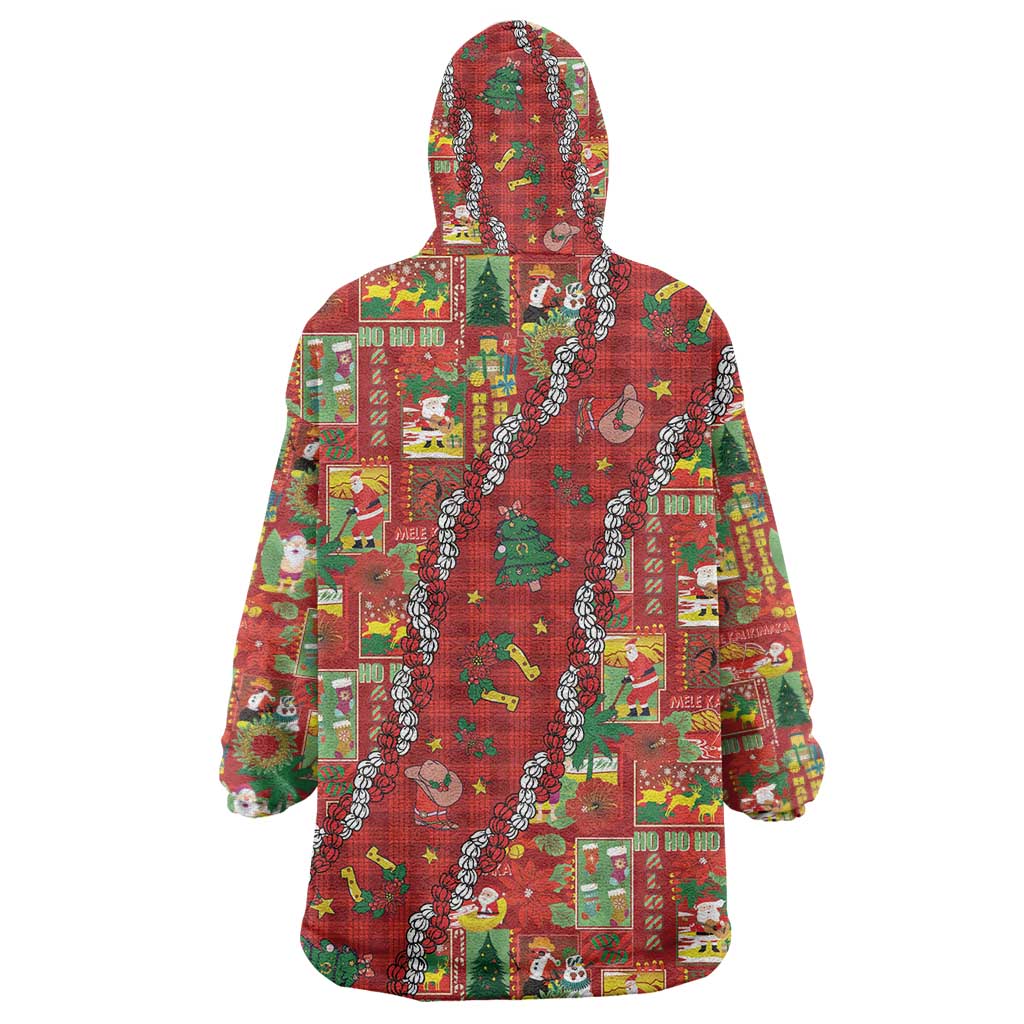 Mele Kalikimaka Pakalana Pikake Lei Wearable Blanket Hoodie Hawaiian Rodeo Paniolo Omaomao Palaka - Polynesian Pride