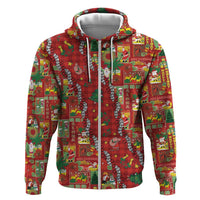 Mele Kalikimaka Pakalana Pikake Lei Zip Hoodie Hawaiian Rodeo Paniolo Omaomao Palaka - Polynesian Pride