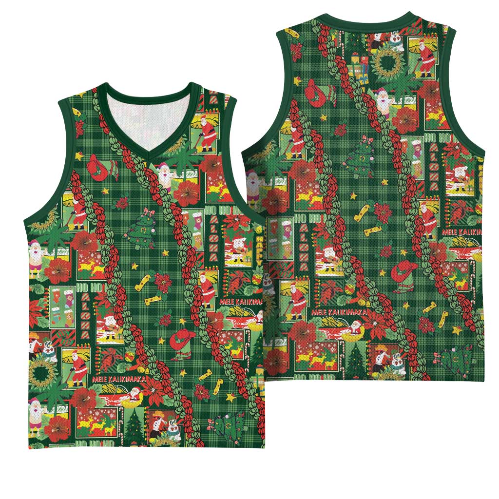 Mele Kalikimaka Pakalana Pikake Lei Basketball Jersey Hawaiian Rodeo Paniolo Ulaula Palaka - Polynesian Pride