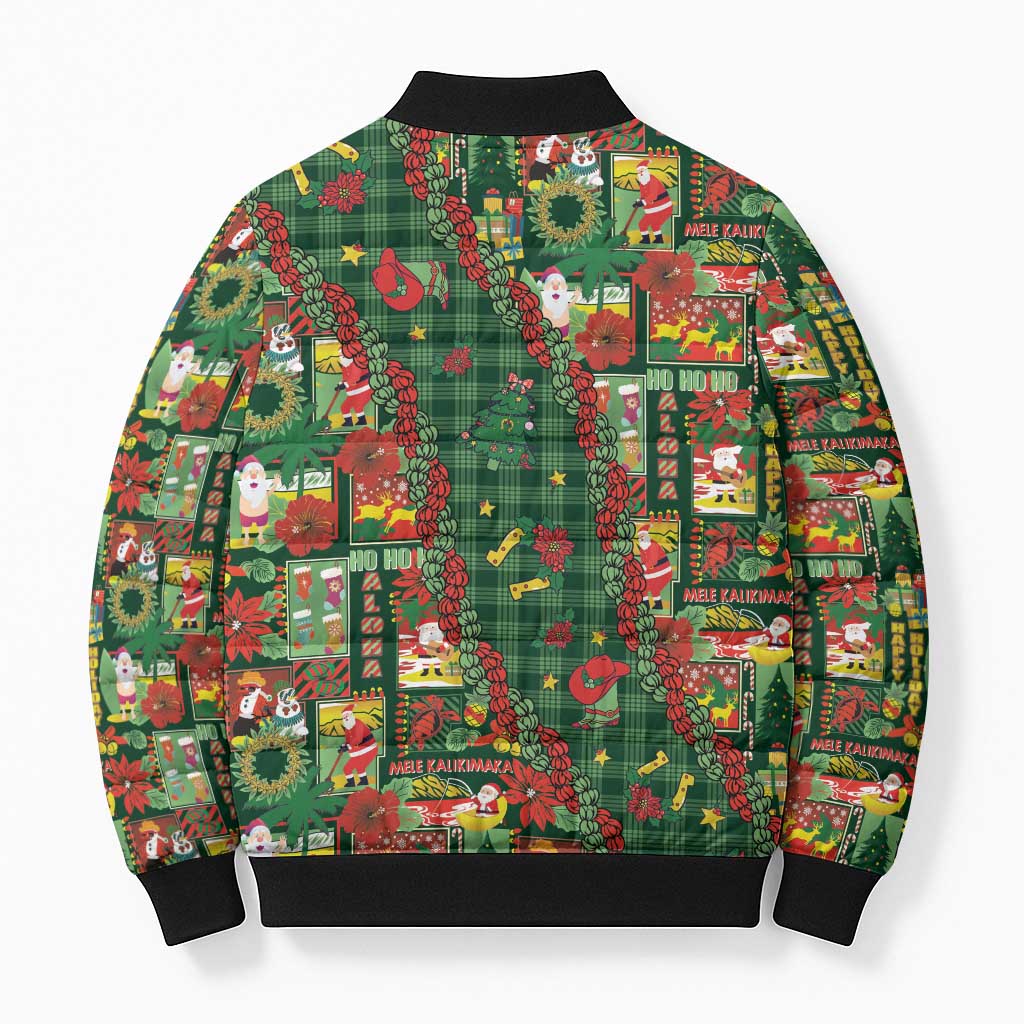 Mele Kalikimaka Pakalana Pikake Lei Bomber Puffer Jacket Hawaiian Rodeo Paniolo Ulaula Palaka LT9 - Polynesian Pride
