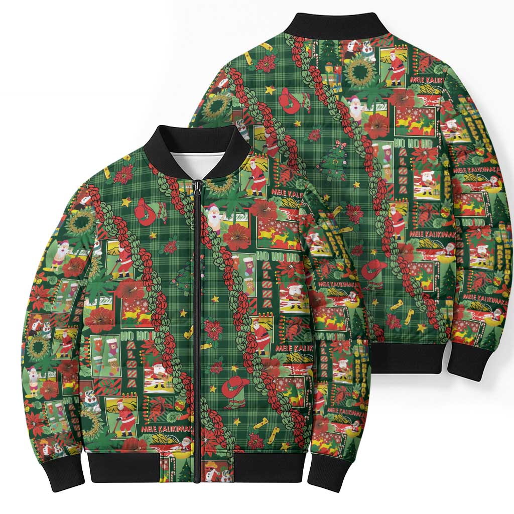 Mele Kalikimaka Pakalana Pikake Lei Bomber Puffer Jacket Hawaiian Rodeo Paniolo Ulaula Palaka LT9 - Polynesian Pride
