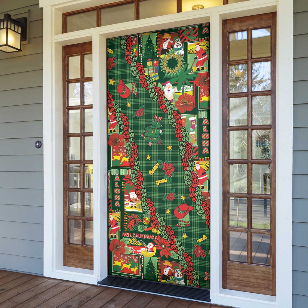 Mele Kalikimaka Pakalana Pikake Lei Door Cover Hawaiian Rodeo Paniolo Ulaula Palaka - Polynesian Pride