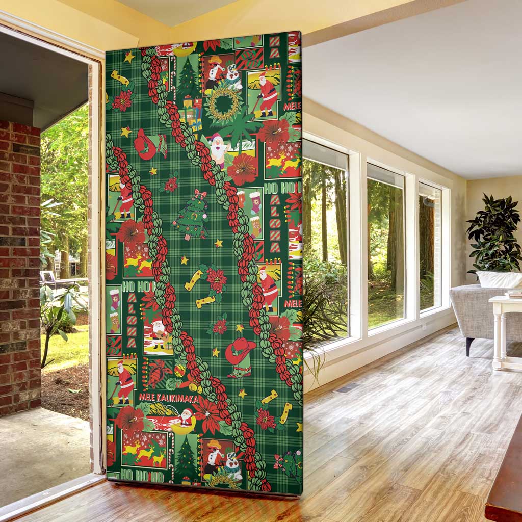 Mele Kalikimaka Pakalana Pikake Lei Door Cover Hawaiian Rodeo Paniolo Ulaula Palaka - Polynesian Pride