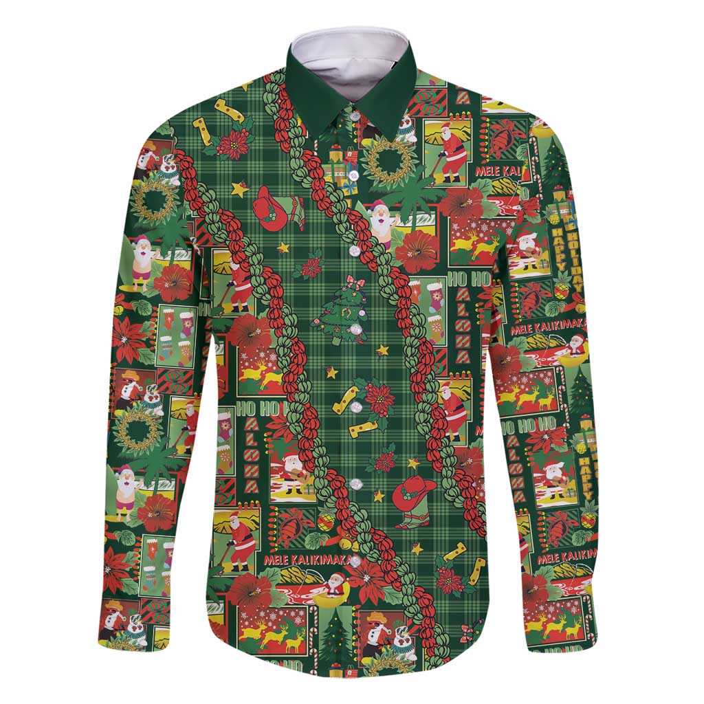 Mele Kalikimaka Pakalana Pikake Lei Family Matching Long Sleeve Bodycon Dress and Hawaiian Shirt Hawaiian Rodeo Paniolo Ulaula Palaka - Polynesian Pride