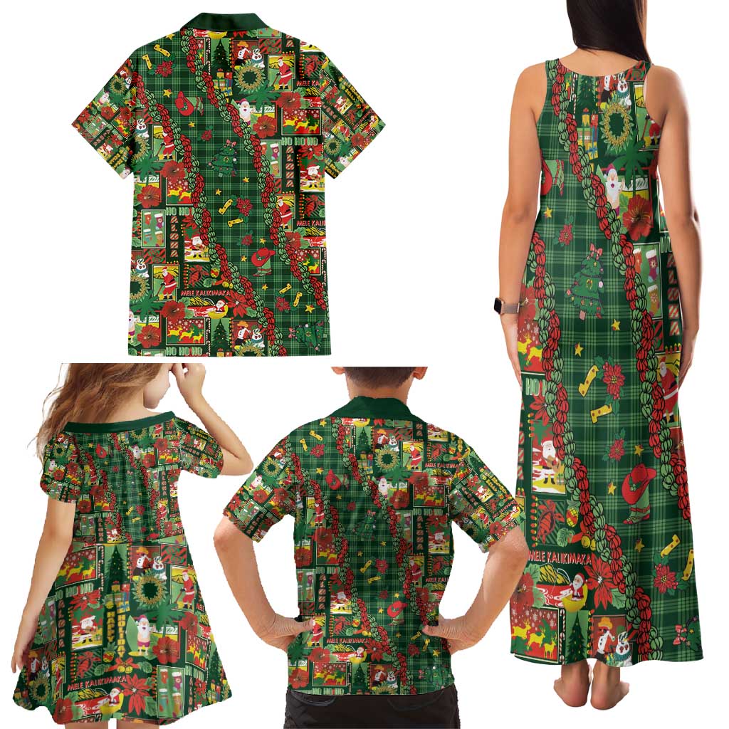 Mele Kalikimaka Pakalana Pikake Lei Family Matching Tank Maxi Dress and Hawaiian Shirt Hawaiian Rodeo Paniolo Ulaula Palaka - Polynesian Pride