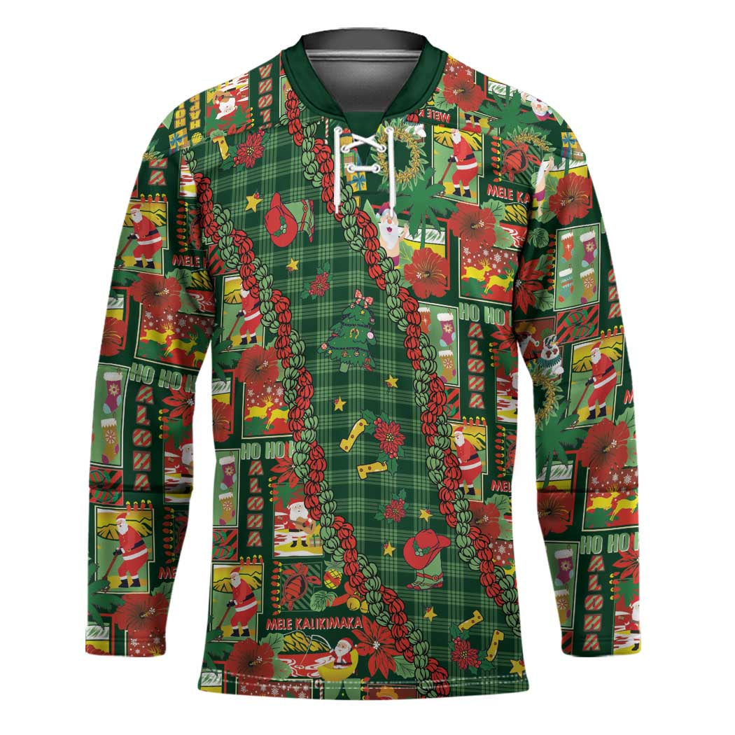 Mele Kalikimaka Pakalana Pikake Lei Hockey Jersey Hawaiian Rodeo Paniolo Ulaula Palaka - Polynesian Pride